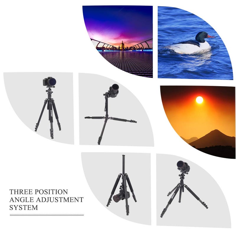 Zomei 62.5'' Camera Tripod,Zomei Q555 Lightweight Aluminum Portable Travel Tripod Stand with 360 Degree Ball Head for Vlog Nikon Canon Sony All DSLR and Digital Camera(Blue) - Image 4